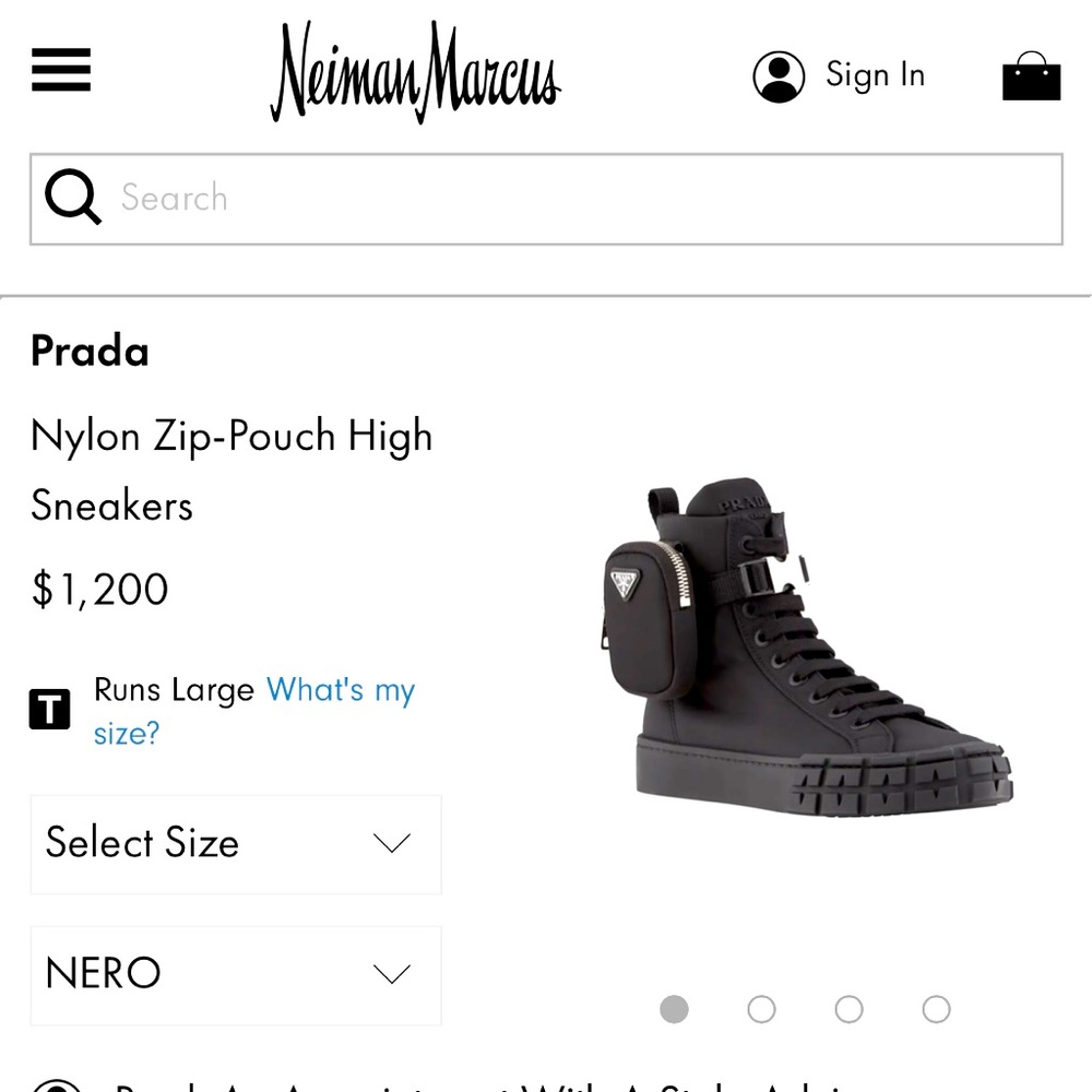 Prada Nylon Zip-Pouch Sneakers